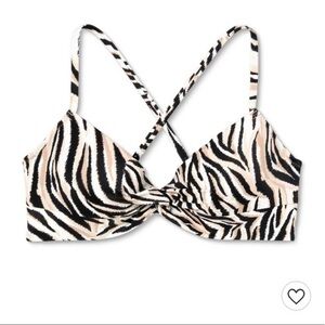 New Women’s Shade & Shore Zebra Print 34 C Bikini Top NWT